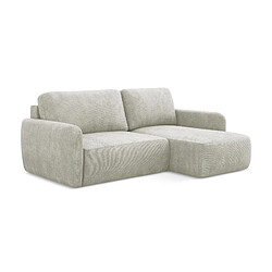 makamii Canapé d’angle 3 places gauche convertible en tissu chenille - LEILA