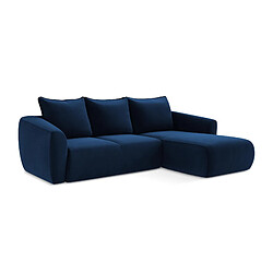 makamii Canapé d’angle 2 places gauche convertible en tissu texturé - LILO