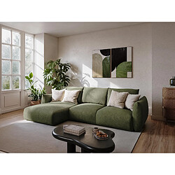 makamii Canapé d’angle 2 places gauche convertible en tissu texturé - LILO