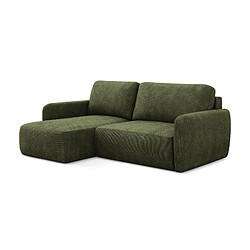 makamii Canapé d’angle 2 places gauche convertible en tissu chenille - LILO