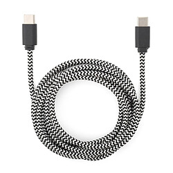 Câble tressé Kikkerland USB Type C Noir et Blanc
