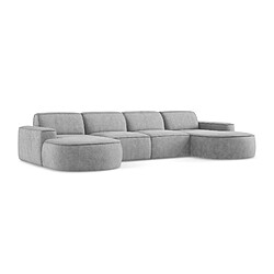 makamii Canapé panoramique 4 places modulaire en tissu chenille - OMAO