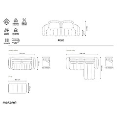 makamii Canapé 3 places convertible en tissu bouclette - PELE pas cher