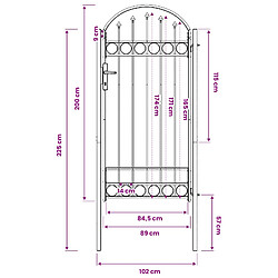 vidaXL Porte de Clôture ASSEN 100 x 195 cm Acier enduit de poudre Gris pas cher