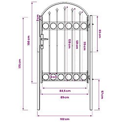vidaXL Porte de Clôture ASSEN 100 x 150 cm Acier enduit de poudre Gris pas cher
