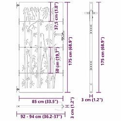 vidaXL Porte de Jardin 85 x 175 cm Acier peint par poudre Noir pas cher
