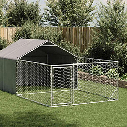 vidaXL Niche d'extérieur pour chien enclos 5x2x1,5 m acier galvanisé