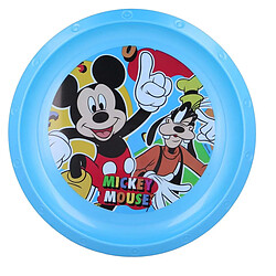 Mickey Minnie Mickey Mouse Assiette à Dessert en Plastique sans BPA Imprimé Mickey et Dingo Bleu