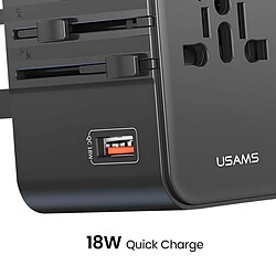 Avis Usams Chargeur Secteur 2 USB-A / USB-C 25W Compatible AU / UK / US / EU / CHINE Noir