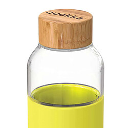Quokka Bouteille en Verre 660 ml avec Couvercle Bambou Naturel Jaune