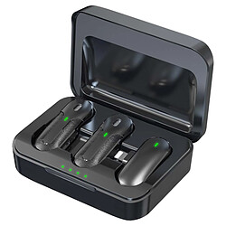 Devia Pack de 2 Micros Cravate Sans Fil ENC avec Recharge et Transmission Lightning Noir