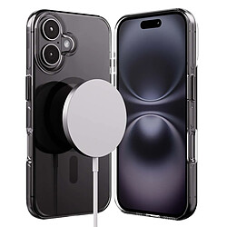 Crong Coque Clear MAG Pro pour iPhone 16 Compatible MagSafe Noir transparent