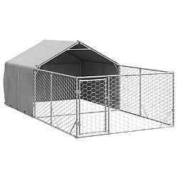 vidaXL Niche d'extérieur pour chien enclos 4x2x1,5 m acier galvanisé