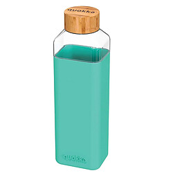 Quokka Bouteille Carrée 700 ml avec Bouchon à Vis en Bambou Turquoise