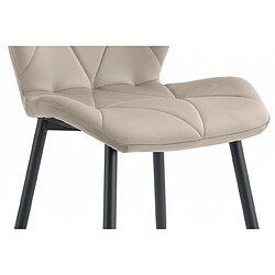 Acheter Homy France Lot 4 Chaises Salle à Manger Coquillage Velours Taupe Pieds Métal Noir 46x58,5x87cm