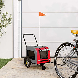 vidaXL Remorque de vélo pour animaux Rouge et gris 125 x 53 x 54 cm