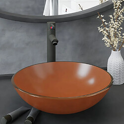 vidaXL Lavabo de bain avec robinet et drain à poussoir Verre trempé