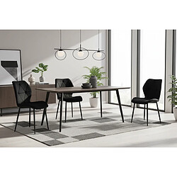 Homy France Lot 4 Chaises Salle à Manger Coquillage Velours Noir Pieds Métal Noir 46x58,5x87cm