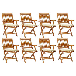 vidaXL Chaises pliables de jardin avec coussins lot de 8 Teck solide 