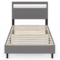 Idmarket LIT SIMPLE NEO 90 x 190 GRIS pas cher