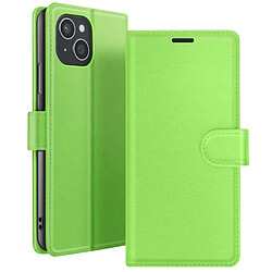 Zanaé Étui Portefeuille pour Apple iPhone 15 Plus Support et Languette Vert 
