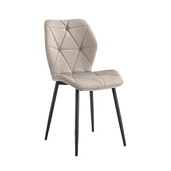 Homy France Lot 4 Chaises Salle à Manger Coquillage Velours Taupe Pieds Métal Noir 46x58,5x87cm pas cher