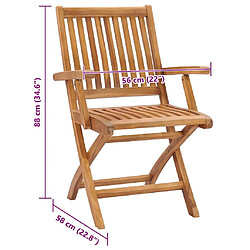 vidaXL Chaises pliables de jardin avec coussins lot de 8 Teck solide pas cher