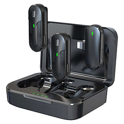 Devia Pack de 2 Micros Cravate Sans Fil ENC avec Recharge et Transmission Lightning Noir
