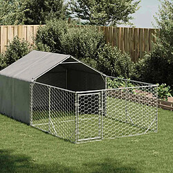 vidaXL Niche d'extérieur pour chien enclos 4x2x1,5 m acier galvanisé