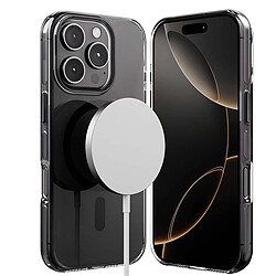 Crong Coque Clear MAG Pro pour iPhone 16 Pro Compatible MagSafe Noir transparent
