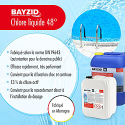Acheter Hoefer Chemie Chlore Liquide BAYZID® 48° en Bidon de 25 kg (20L) - Désinfection Efficace des Piscines