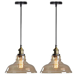 STOEX 2PCS Suspension D'Intérieur Industriel Plafonnier En Verre Noir Lustre Rétro E27