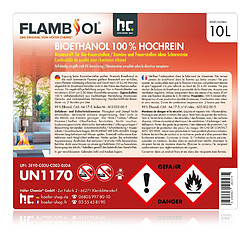 Acheter Hoefer Chemie Bioéthanol 100% FLAMBIOL® Dénaturé en Bidon de 10 Litres pour Cheminées et Foyers Écologiques