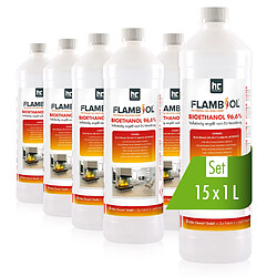 Hoefer Chemie Bioéthanol Dénaturé FLAMBIOL® 96,6% en Bouteille de 1L - Combustible Écologique pour Cheminées de Table