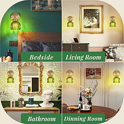 STOEX 2PCS Applique Murale Rétro, Abat-Jour En Verre, Angle Réglable, Vert