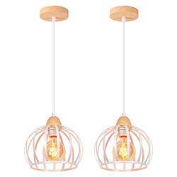 STOEX 2PCS Suspension Vintage Intérieur Lustre Moderne Plafonnier Rond En Métal Fer Blanc