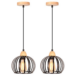 STOEX 2PCS Suspension Vintage Intérieur Lustre Moderne Plafonnier Rond En Métal Fer Noir