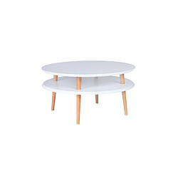 Table basse UFO Dmr. 70 cm x hauteur 35 cm, Blanc, Ragaba