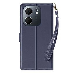 Avizar Étui Portefeuille pour Oppo A5x avec Dragonne et Fonction Support Vidéo Bleu nuit 