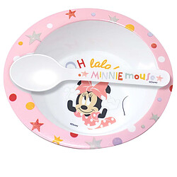Mickey Minnie Minnie Mouse Ensemble de Bol et Cuillère pour Bébé Motif Ooh lala Utilisable au Micro-ondes Rose