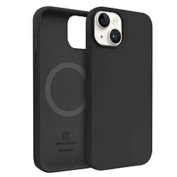 Crong Coque Compatible MagSafe en Silicone pour iPhone 14 Plus avec Anneau Magnétique Noir