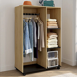 Idmarket Dressing penderie RACHEL 80 x 40 x 120 cm à roulettes hêtre et noir