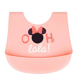 Mickey Minnie Minnie Mouse Bavoir pour Bébé avec Fermeture Réglable et Poche Récupératrice Rose