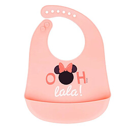 Mickey Minnie Minnie Mouse Bavoir pour Bébé avec Fermeture Réglable et Poche Récupératrice Rose