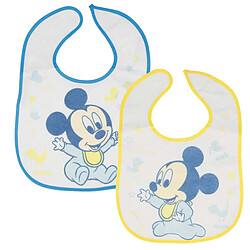 Mickey Minnie Mickey Mouse Pack de 2 Bavoirs pour Bébé avec Fermeture à scratch avec Motif Mickey Bleu