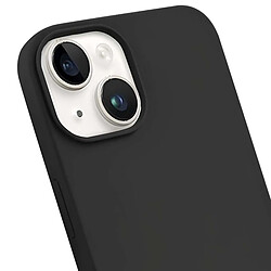 Crong Coque Compatible MagSafe en Silicone pour iPhone 14 Plus avec Anneau Magnétique Noir