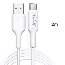 Jaym Pack Chargeur Secteur 2 USB-A 2.4A 12W avec Câble USB-A vers USB-C 2m Blanc pas cher