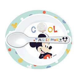 Mickey Minnie Mickey Mouse Ensemble de Bol et Cuillère pour Bébé Motif Cool Utilisable au Micro-ondes Multicolore