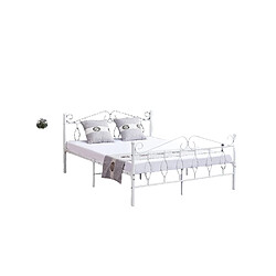Homy France Lit 2 Places JULIE en Métal – 140x190 cm avec Sommier Inclus