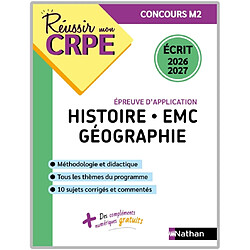 Histoire, EMC, géographie : épreuve d'application, concours M2 : écrit 2026-2027